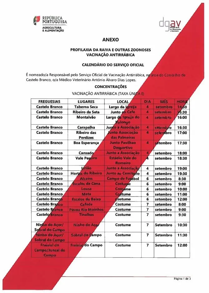 Vacinação Antirrábica em Alcains